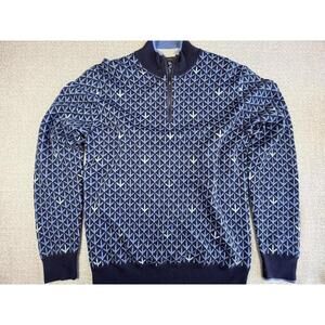 GREYSON Quarter Zip Knit Sweater – Men’s Medium – Geometric Blue Pattern